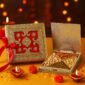 Fruitri red metal Diwali gift box with almonds, cashews, pistachios and raisins