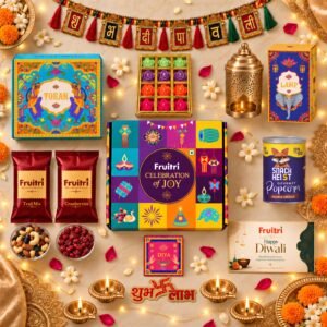Fruitri Toran Diwali Gift Hamper with Diyas, Rose Candles and Snacks - Image 2