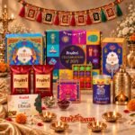 Fruitri Toran Diwali gift hamper with diyas, rose candles and snacks